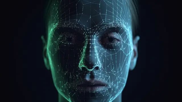 An iPhone screen showing the Face ID setup interface with a face scan in progress, illustrating how the phone maps facial geometry